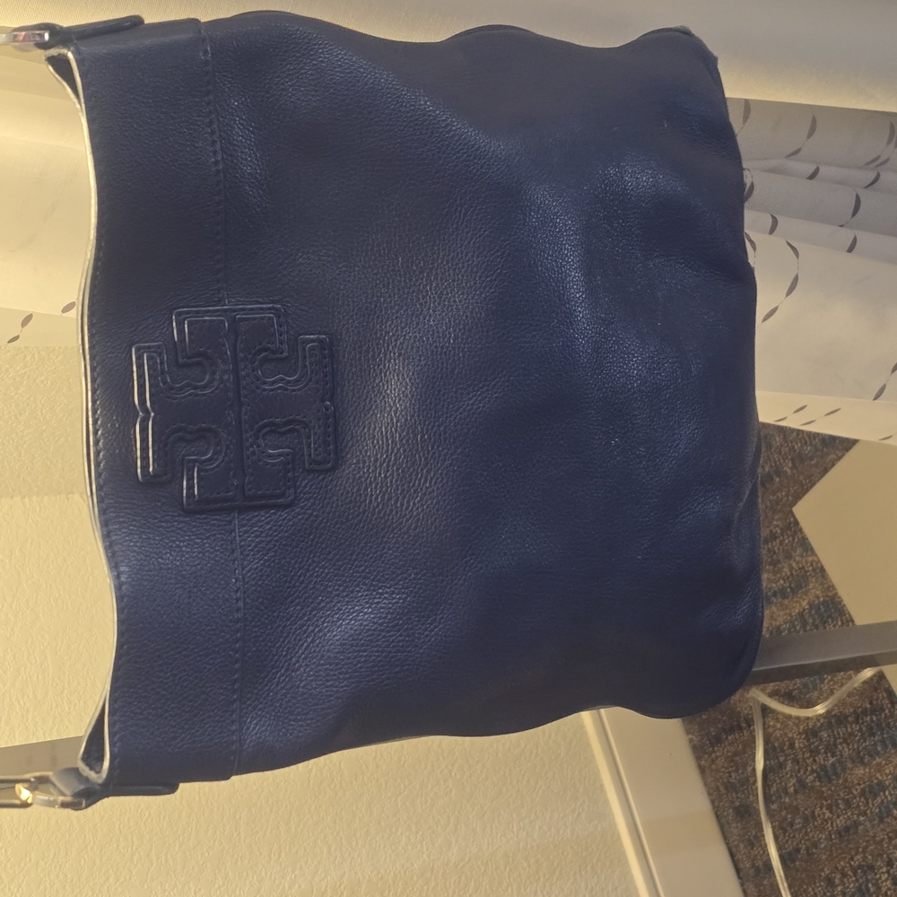 Tory Burch Navy Blue Leather Shoulder Bag
